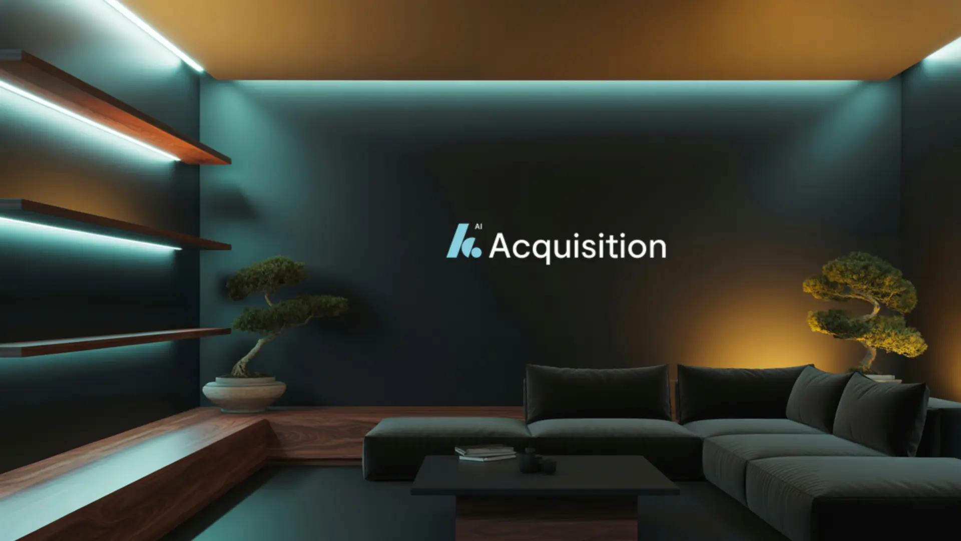 Dark Lounge — Shelving AI Acquisition virtual background