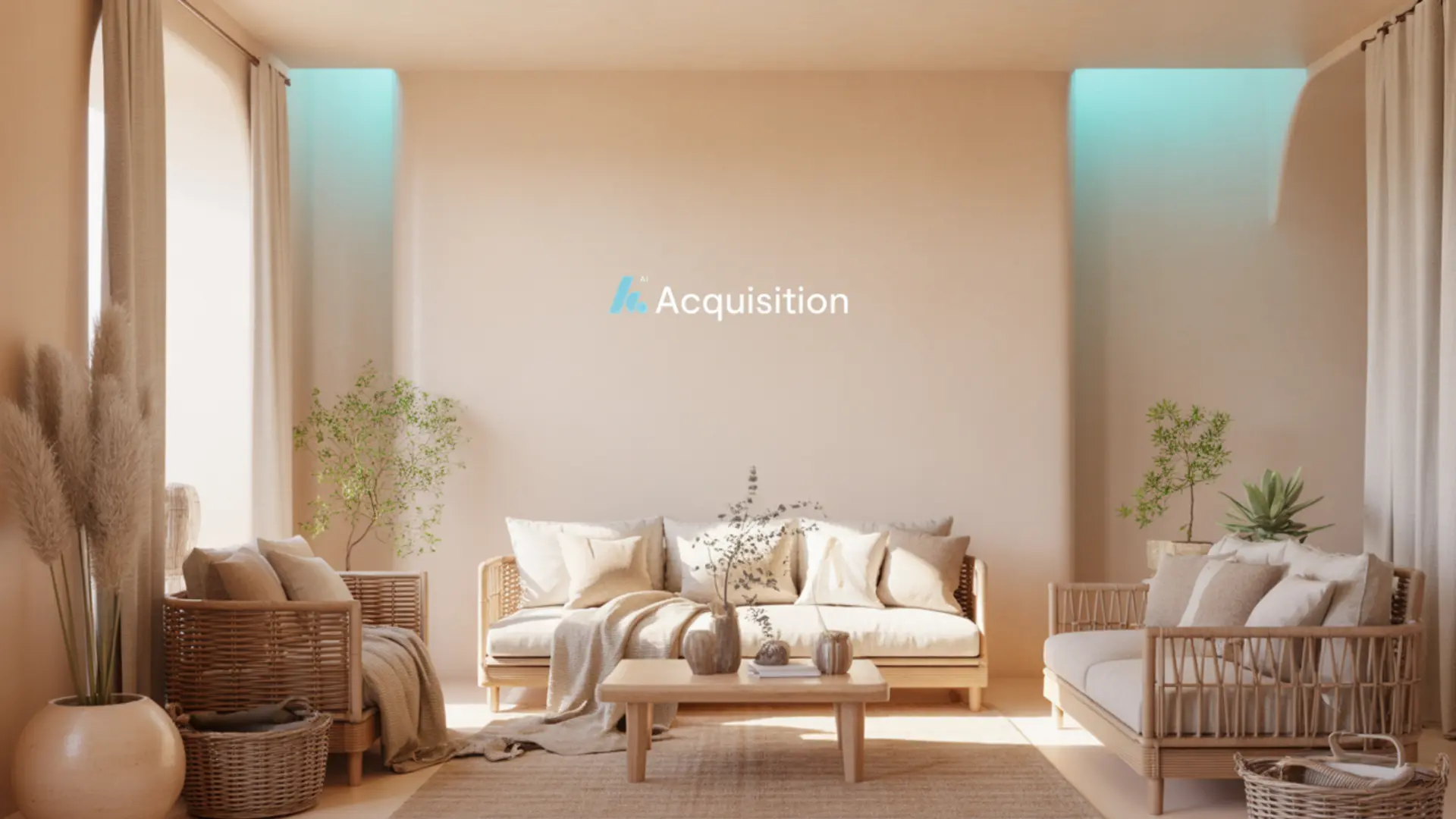 Warm Neutral Lounge AI Acquisition virtual background